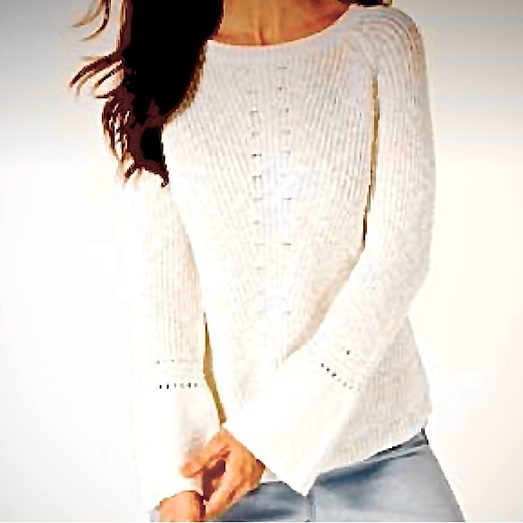 Gorgeous Off-White or Cream Sweater, Detailing, Cotton, Crewneck - Picture 2 of 9